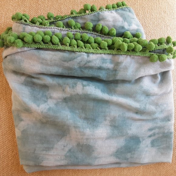 Natural Life Cotton Tie Dye Pom Pom Oblong Scarf - Picture 8 of 10